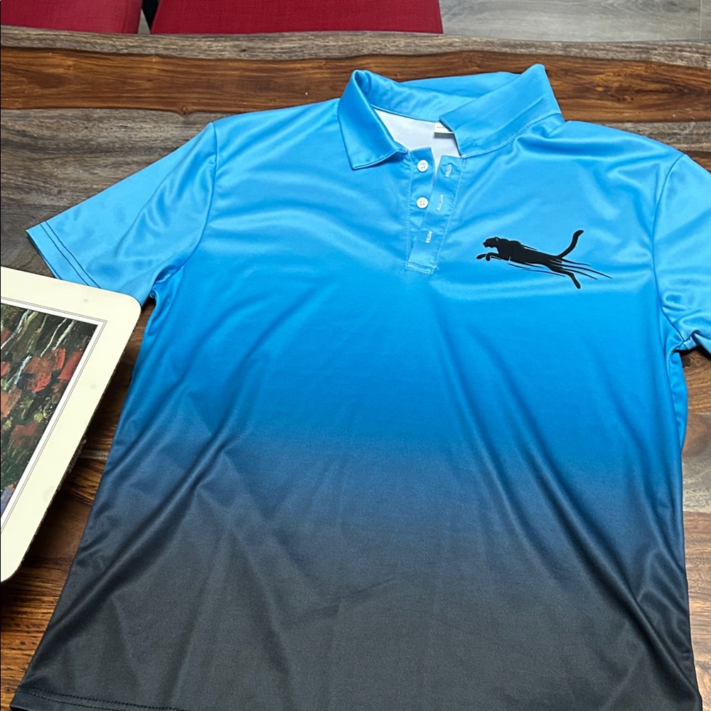 Stylish Blue Ombre Men's Polo Shirt size M